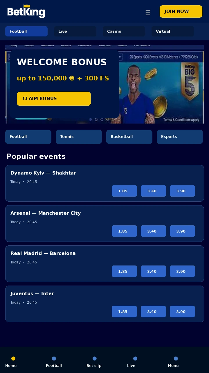 Bet King mobile app for betting and casino on a smartphone